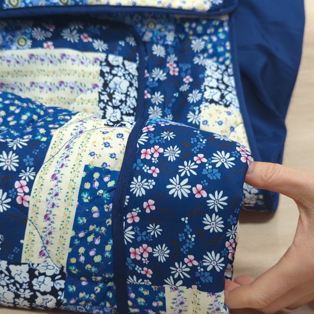 Floral Patchwork Quilted Lightweight Jacket Blue - image 6